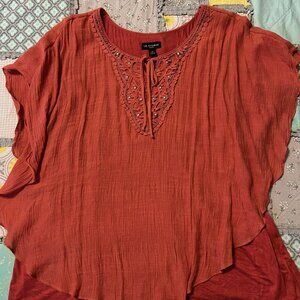 Orange / Coral Blouse with Stud Sequins